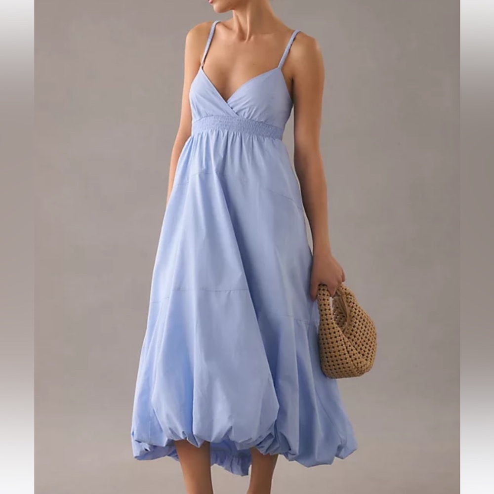 NWT- By Anthropologie V-Neck Tiered Pullover Bubble-Hem Dress Large